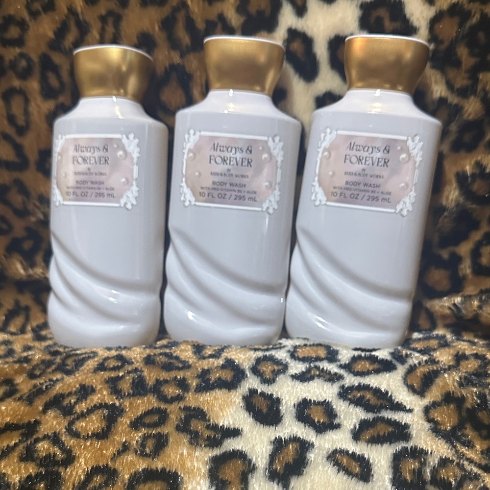 Bath & Body Works Always & Forever Body Wash - White with Gold Caps (3 Pack)